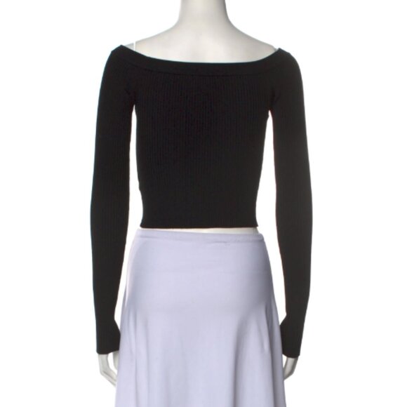 Alice & Olivia Bateau Neckline Off-the-Shoulder Sweater in Black | Size S - Picture 3 of 5